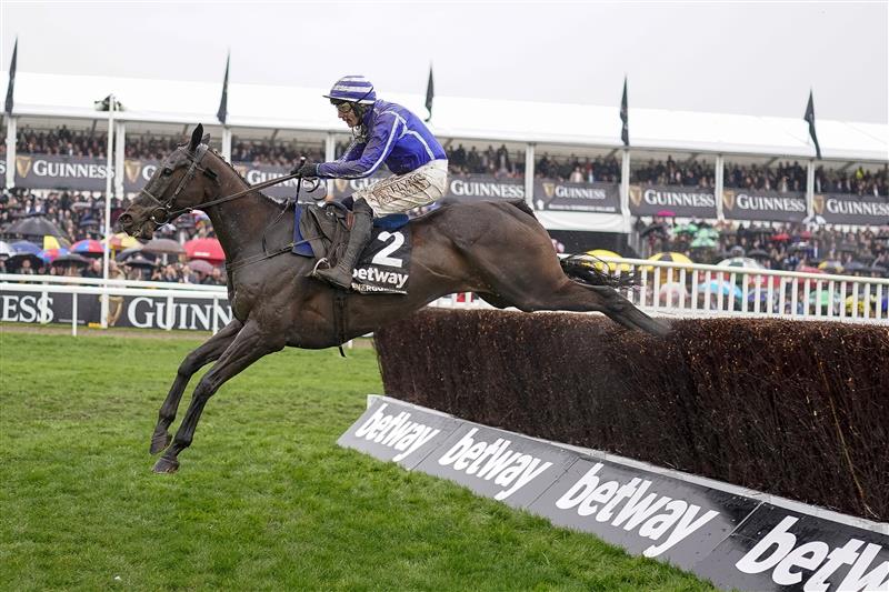 CHELTENHAM, ENGLAND - MARCH 16: Paul Townend riding Energumene clear the last to win The Betway Queen Mother Champion Chase on day two of The Festival at Cheltenham Racecourse on March 16, 2022 in Cheltenham, England. (Photo by Alan Crowhurst/Getty Images)