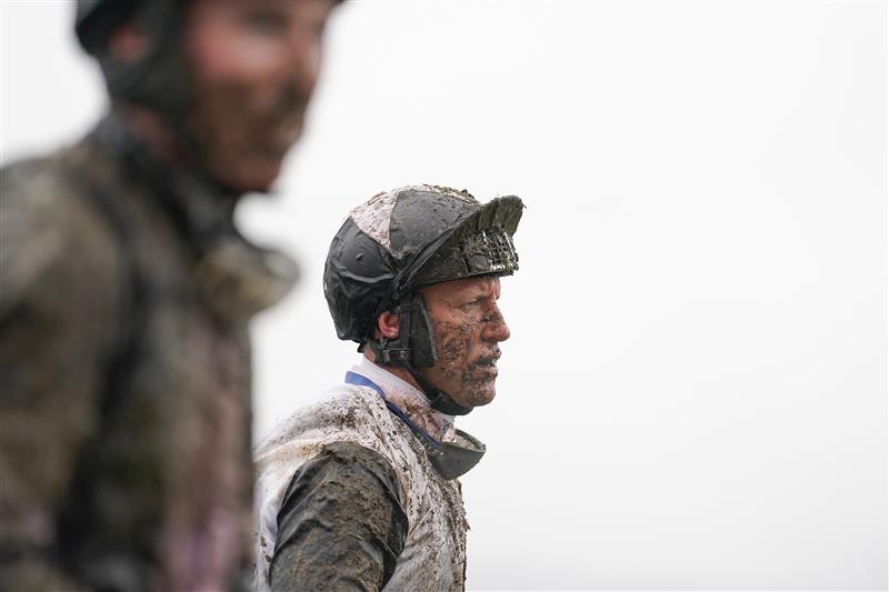 CHELTENHAM, ENGLAND - MARCH 16: A muddy Robbie Power on day two of The Festival at Cheltenham Racecourse on March 16, 2022 in Cheltenham, England. (Photo by Alan Crowhurst/Getty Images)