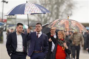 CHELTENHAM, ENGLAND - MARCH 16: Heavy rain falls on day two of The Festival at Cheltenham Racecourse on March 16, 2022 in Cheltenham, England. (Photo by Alan Crowhurst/Getty Images)