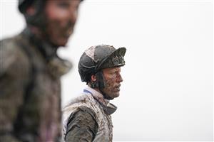 CHELTENHAM, ENGLAND - MARCH 16: A muddy Robbie Power on day two of The Festival at Cheltenham Racecourse on March 16, 2022 in Cheltenham, England. (Photo by Alan Crowhurst/Getty Images)