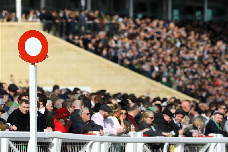CHELTENHAM, ENGLAND - MARCH 17: General view of the grandstand during day three of The Cheltenham Festival 2022 at Cheltenham Racecourse on March 17, 2022 in Cheltenham, England. (Photo by Mike Hewitt/Getty Images)