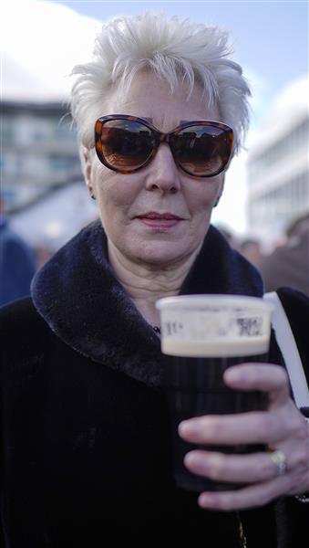 CHELTENHAM, ENGLAND - MARCH 17: A black and white day in the Guinness Village on day three of The Festival at Cheltenham Racecourse on March 17, 2022 in Cheltenham, England. (Photo by Alan Crowhurst/Getty Images)