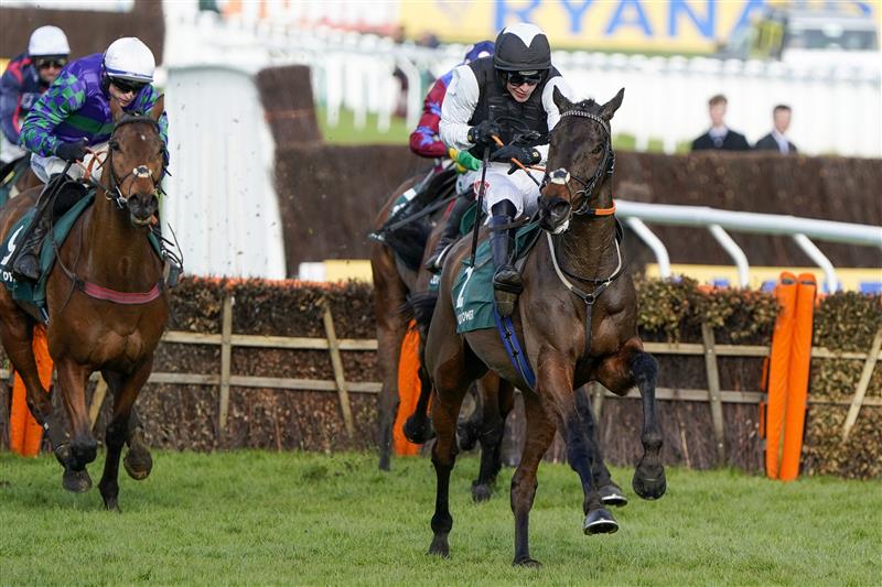 CHELTENHAM, ENGLAND - MARCH 17: Danny Mullins riding Flooring Porter clear the last to win The Paddy Power Stayers' Hurdle on day three of The Festival at Cheltenham Racecourse on March 17, 2022 in Cheltenham, England. (Photo by Alan Crowhurst/Getty Images)