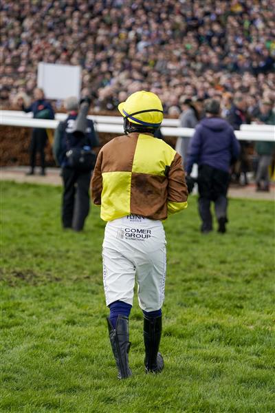 CHELTENHAM, ENGLAND - MARCH 17: Paul Townend makes his return after falling from Galopin Des Champs during The Turners Novices' Chase on day three of The Festival at Cheltenham Racecourse on March 17, 2022 in Cheltenham, England. (Photo by Alan Crowhurst/Getty Images)