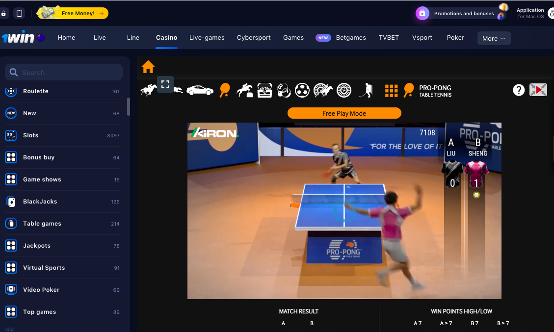 Bet on Virtual Table Tennis