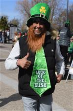 CHELTENHAM, ENGLAND - MARCH 17: Irish themed spectators arrive on St Patrick's Day on day three of the Cheltenham Festival 2022 at Cheltenham Racecourse on March 17, 2022 in Cheltenham, England. (Photo by Mike Hewitt/Getty Images)
