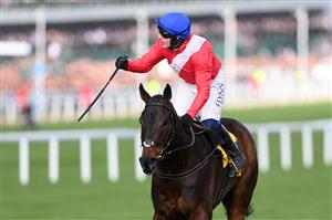 CHELTENHAM, ENGLAND - MARCH 17: Paul Townend on Allaho celebrates victory in The Ryanair Chase race during day three of The Cheltenham Festival 2022 at Cheltenham Racecourse on March 17, 2022 in Cheltenham, England. (Photo by Mike Hewitt/Getty Images)