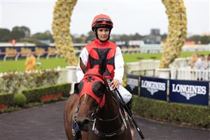 SYDNEY, AUSTRALIA - MARCH 19: Rachel King on Monegal returns to scale after winning race 4 the Bisley Workwear Epona Stakes during Sydney Racing Longines Golden Slipper Day, at Rosehill Gardens on March 19, 2022 in Sydney, Australia. (Photo by Mark Evans/Getty Images)