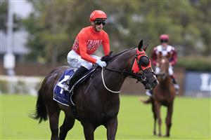 SYDNEY, AUSTRALIA - MARCH 19: Sam Clipperton on Mazu returns to scale after winning race 2 the Irresistible Pools Darby Munro Stakes during Sydney Racing Longines Golden Slipper Day, at Rosehill Gardens on March 19, 2022 in Sydney, Australia. (Photo by Mark Evans/Getty Images)
