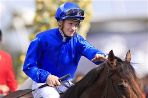 SYDNEY, AUSTRALIA - MARCH 19: James McDonald on Anamoe returns to scale after winning race 6 the Sky Racing Active Rosehill Guineas during Sydney Racing Longines Golden Slipper Day, at Rosehill Gardens on March 19, 2022 in Sydney, Australia. (Photo by Mark Evans/Getty Images)
