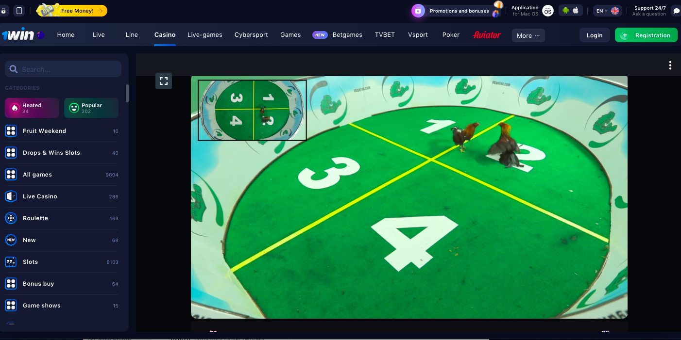 Bet on virtual cock fighting