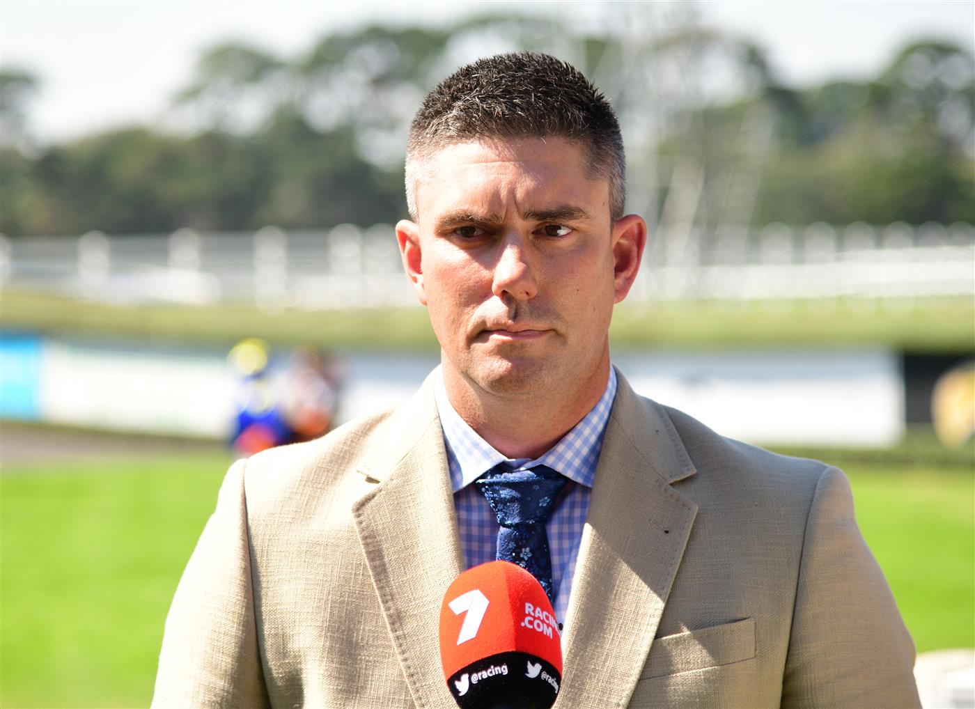 MELBOURNE, AUSTRALIA - MARCH 26:  Trainer Liam Howley after Virtuous Circle wo Race 2, the Cleanaway Sustainability Sires, during Mornington Cup Day at Mornington Racecourse on March 26, 2022 in Melbourne, Australia. (Photo by Vince Caligiuri/Getty Images)
