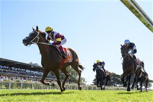 MELBOURNE, AUSTRALIA - MARCH 26: Craig Williams riding Crystal Pegasus winning Race 6, the Neds Mornington Cup, during Mornington Cup Day at Mornington Racecourse on March 26, 2022 in Melbourne, Australia. (Photo by Vince Caligiuri/Getty Images)