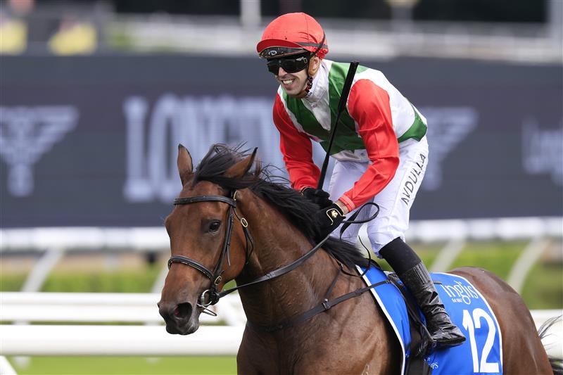 SYDNEY, AUSTRALIA - APRIL 02: Brenton Avdulla on Fireburn wins race 6 the Inglis Sires during The Star Championships Day 1 at Royal Randwick Racecourse on April 02, 2022 in Sydney, Australia. (Photo by Mark Evans/Getty Images)