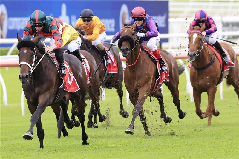 SYDNEY, AUSTRALIA - APRIL 02: James McDonald on Straight Arron wins race 2 the Fujitsu General Carbine club Stakes during The Star Championships Day 1 at Royal Randwick Racecourse on April 02, 2022 in Sydney, Australia. (Photo by Mark Evans/Getty Images)