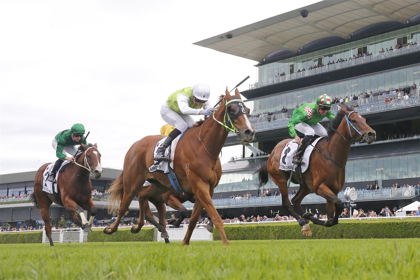 SYDNEY, AUSTRALIA - APRIL 02: Nick Heywood on Another One (C), wins race 5 the Newhaven Park Country Championships Final during The Star Championships Day 1 at Royal Randwick Racecourse on April 02, 2022 in Sydney, Australia. (Photo by Mark Evans/Getty Images)