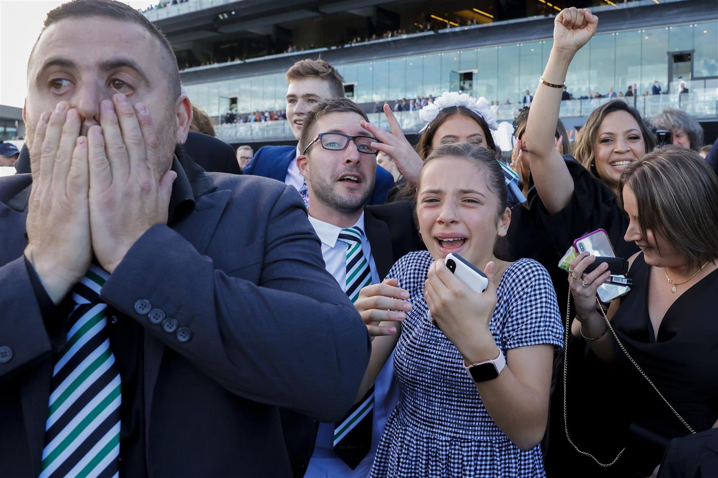 SYDNEY, AUSTRALIA - APRIL 02: Connections of Mr Brightside celebrate after winning race 9 the The Star Doncaster Mile during The Star Championships Day 1 at Royal Randwick Racecourse on April 02, 2022 in Sydney, Australia. (Photo by Jenny Evans/Getty Images)