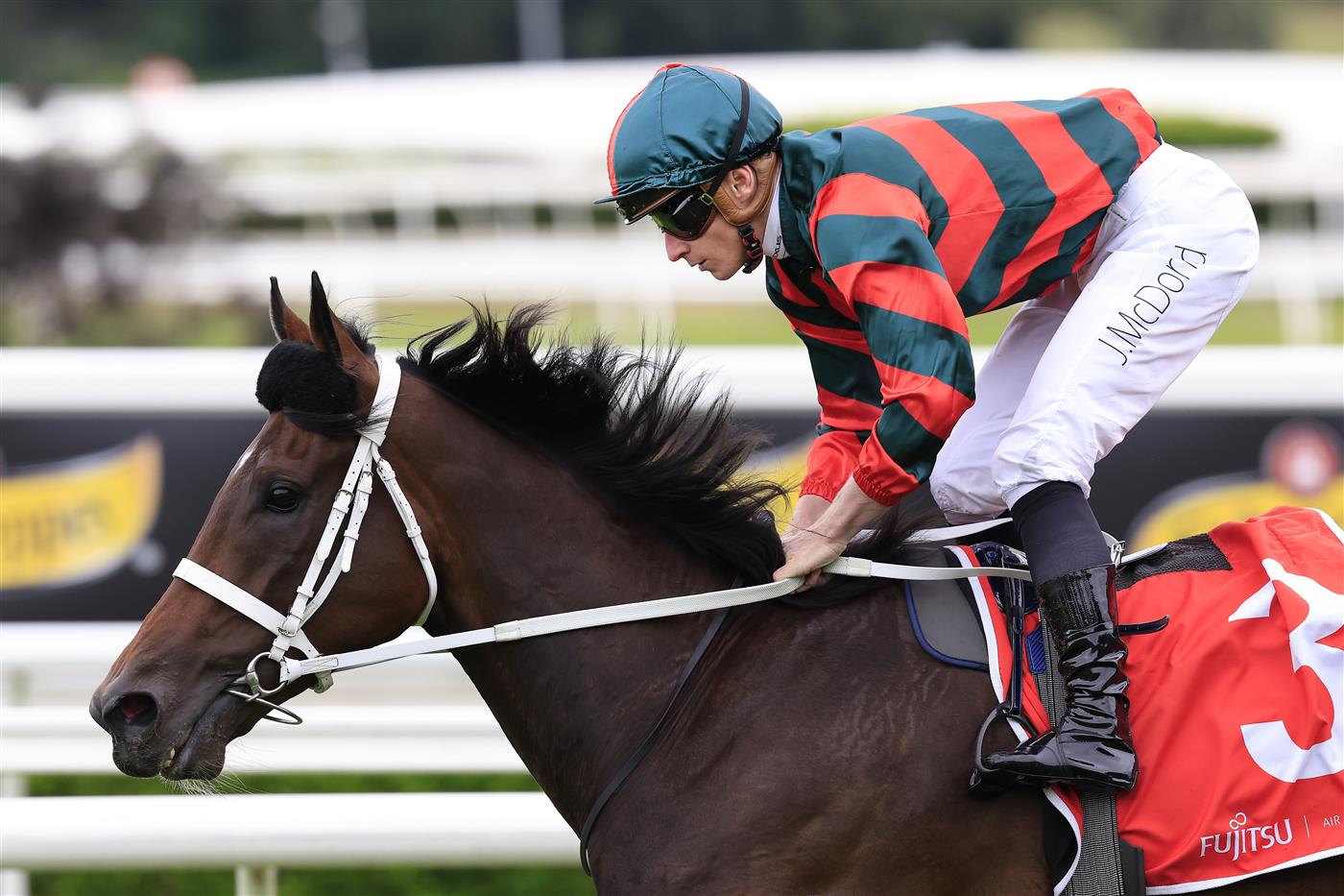 SYDNEY, AUSTRALIA - APRIL 02: James McDonald on Straight Arron wins race 2 the Fujitsu General Carbine club Stakes during The Star Championships Day 1 at Royal Randwick Racecourse on April 02, 2022 in Sydney, Australia. (Photo by Mark Evans/Getty Images)