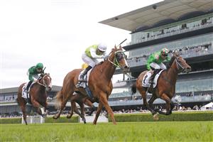 SYDNEY, AUSTRALIA - APRIL 02: Nick Heywood on Another One (C), wins race 5 the Newhaven Park Country Championships Final during The Star Championships Day 1 at Royal Randwick Racecourse on April 02, 2022 in Sydney, Australia. (Photo by Mark Evans/Getty Images)