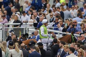 SYDNEY, AUSTRALIA - APRIL 02: Nick Heywood on Another One returns to scale after winning race 5 the Newhaven Park Country Championship Final during The Star Championships Day 1 at Royal Randwick Racecourse on April 02, 2022 in Sydney, Australia. (Photo by Jenny Evans/Getty Images)