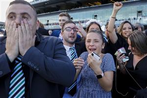 SYDNEY, AUSTRALIA - APRIL 02: Connections of Mr Brightside celebrate after winning race 9 the The Star Doncaster Mile during The Star Championships Day 1 at Royal Randwick Racecourse on April 02, 2022 in Sydney, Australia. (Photo by Jenny Evans/Getty Images)