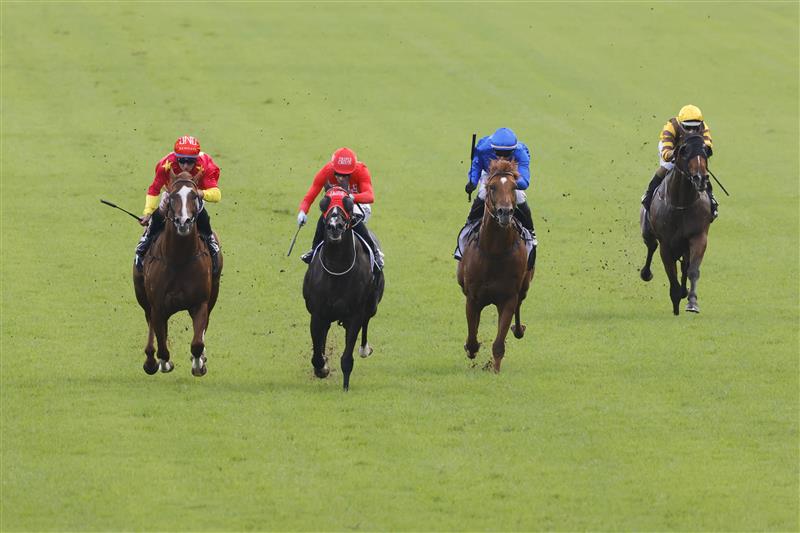 SYDNEY, AUSTRALIA - APRIL 09: Sam Clipperton on Mazu (blinkers) wins race 5 the Arrowfield 3yo Sprint during The Championships Day 2, Longines Queen Elizabeth Stakes Day, at Royal Randwick Racecourse on April 09, 2022 in Sydney, Australia. (Photo by Jenny Evans/Getty Images)