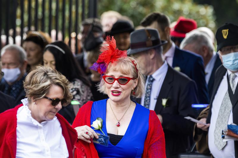 SYDNEY, AUSTRALIA - APRIL 09: People queue at the turnstiles ahead of The Championships Day 2, Longines Queen Elizabeth Stakes Day at Royal Randwick Racecourse on April 09, 2022 in Sydney, Australia. The Championships race days are the highlight of the Sydney Autumn Racing Carnival. (Photo by Jenny Evans/Getty Images)