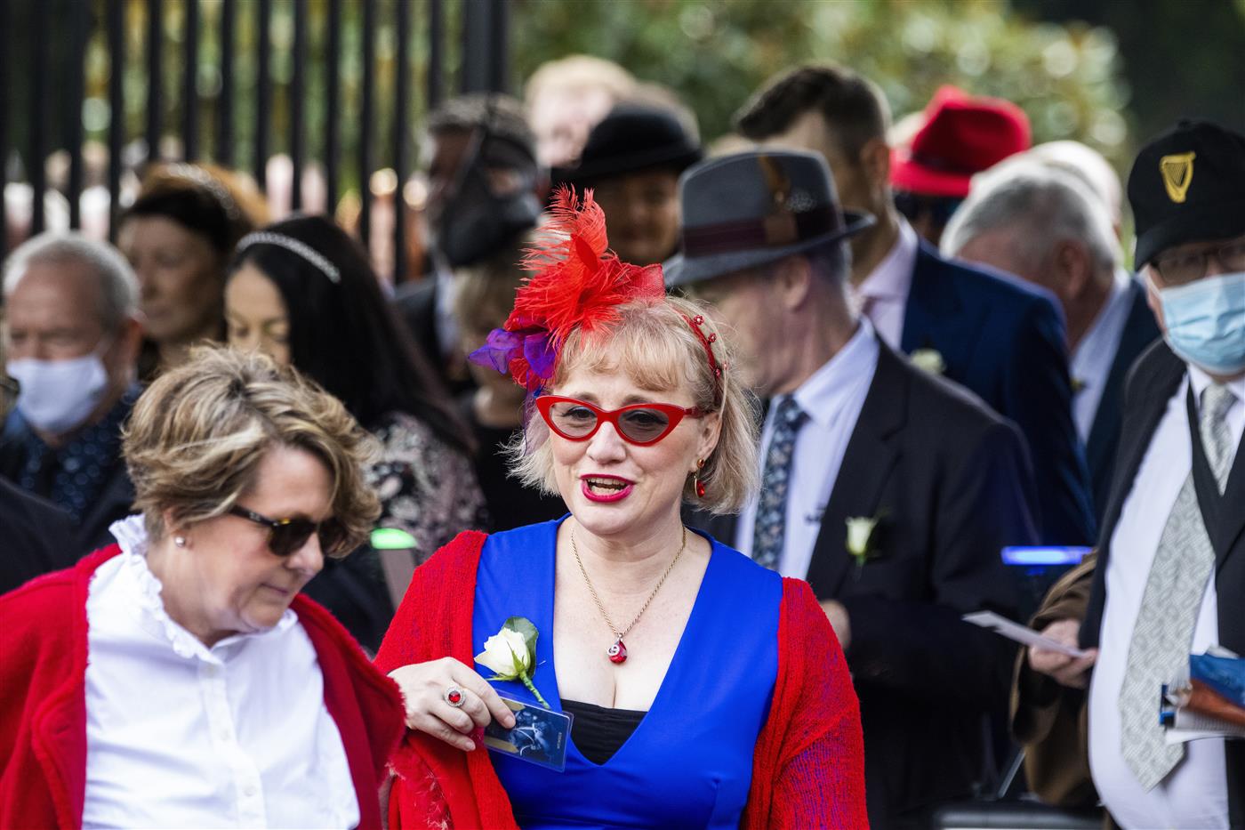 SYDNEY, AUSTRALIA - APRIL 09: People queue at the turnstiles ahead of The Championships Day 2, Longines Queen Elizabeth Stakes Day at Royal Randwick Racecourse on April 09, 2022 in Sydney, Australia. The Championships race days are the highlight of the Sydney Autumn Racing Carnival. (Photo by Jenny Evans/Getty Images)
