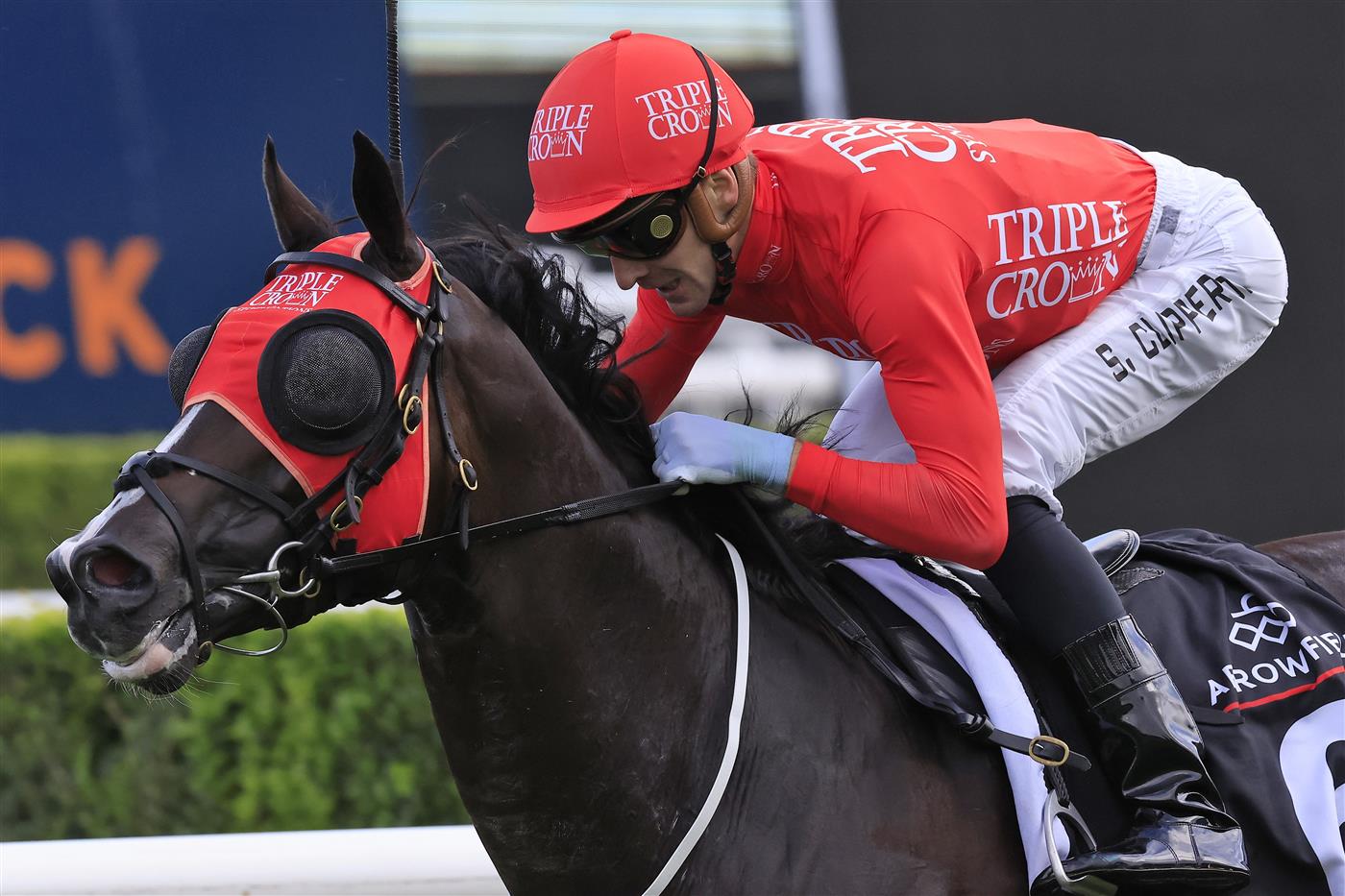 SYDNEY, AUSTRALIA - APRIL 09: Sam Clipperton on Mazu wins race 5 the Arrowfield 3YO Sprint during The Championships Day 2, Longines Queen Elizabeth Stakes Day, at Royal Randwick Racecourse on April 09, 2022 in Sydney, Australia. (Photo by Mark Evans/Getty Images)