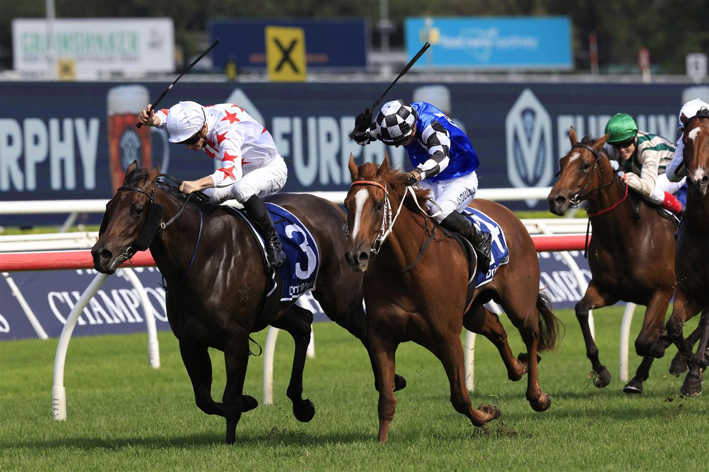 SYDNEY, AUSTRALIA - APRIL 09: James McDonald on Paris Dior wins race 4 the Furphy Percy Sykes Stakes during The Championships Day 2, Longines Queen Elizabeth Stakes Day, at Royal Randwick Racecourse on April 09, 2022 in Sydney, Australia. (Photo by Mark Evans/Getty Images)