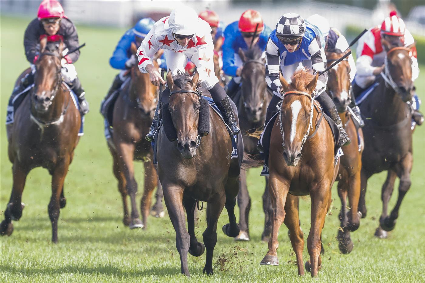 SYDNEY, AUSTRALIA - APRIL 09: James McDonald on Racing Dior wins race 4 the Furphy Percy Sykes Stakes during The Championships Day 2, Longines Queen Elizabeth Stakes Day, at Royal Randwick Racecourse on April 09, 2022 in Sydney, Australia. (Photo by Jenny Evans/Getty Images)