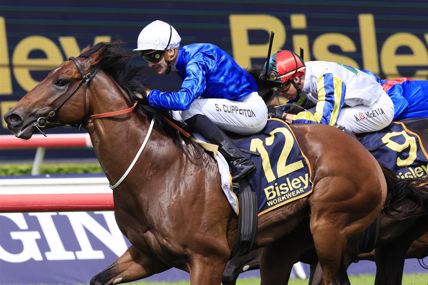 SYDNEY, AUSTRALIA - APRIL 09: Sam Clipperton on Vilana wins race 2 the Bisley Workwear South Pacific Classic during The Championships Day 2, Longines Queen Elizabeth Stakes Day, at Royal Randwick Racecourse on April 09, 2022 in Sydney, Australia. (Photo by Mark Evans/Getty Images)