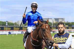 SYDNEY, AUSTRALIA - APRIL 09: Sam Clipperton on Vilana returns to scale after winning race 2 the Bisley Workwear South Pacific Classic during The Championships Day 2, Longines Queen Elizabeth Stakes Day, at Royal Randwick Racecourse on April 09, 2022 in Sydney, Australia. (Photo by Mark Evans/Getty Images)
