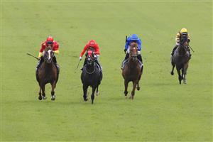 SYDNEY, AUSTRALIA - APRIL 09: Sam Clipperton on Mazu (blinkers) wins race 5 the Arrowfield 3yo Sprint during The Championships Day 2, Longines Queen Elizabeth Stakes Day, at Royal Randwick Racecourse on April 09, 2022 in Sydney, Australia. (Photo by Jenny Evans/Getty Images)