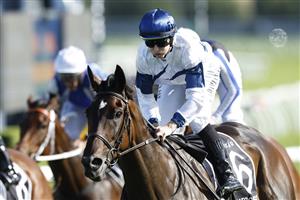 SYDNEY, AUSTRALIA - APRIL 09: Damian Lane on El Patroness wins race 6 the Star Australian Oaks during The Championships Day 2, Longines Queen Elizabeth Stakes Day, at Royal Randwick Racecourse on April 09, 2022 in Sydney, Australia. (Photo by Mark Evans/Getty Images)