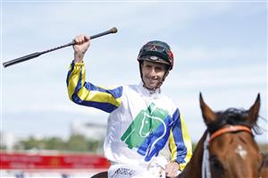 SYDNEY, AUSTRALIA - APRIL 09: Nash Rawiller on Kinloch returns to scale after winning race 3 the Polytrack Provincial-Midway Championships Final during The Championships Day 2, Longines Queen Elizabeth Stakes Day, at Royal Randwick Racecourse on April 09, 2022 in Sydney, Australia. (Photo by Mark Evans/Getty Images)