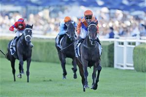 SYDNEY, AUSTRALIA - APRIL 09: Nash Rawiller on Think It Over wins race 8 the Longines Queen Elizabeth Stakes during The Championships Day 2, Longines Queen Elizabeth Stakes Day, at Royal Randwick Racecourse on April 09, 2022 in Sydney, Australia. (Photo by Mark Evans/Getty Images)
