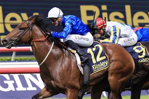 SYDNEY, AUSTRALIA - APRIL 09: Sam Clipperton on Vilana wins race 2 the Bisley Workwear South Pacific Classic during The Championships Day 2, Longines Queen Elizabeth Stakes Day, at Royal Randwick Racecourse on April 09, 2022 in Sydney, Australia. (Photo by Mark Evans/Getty Images)
