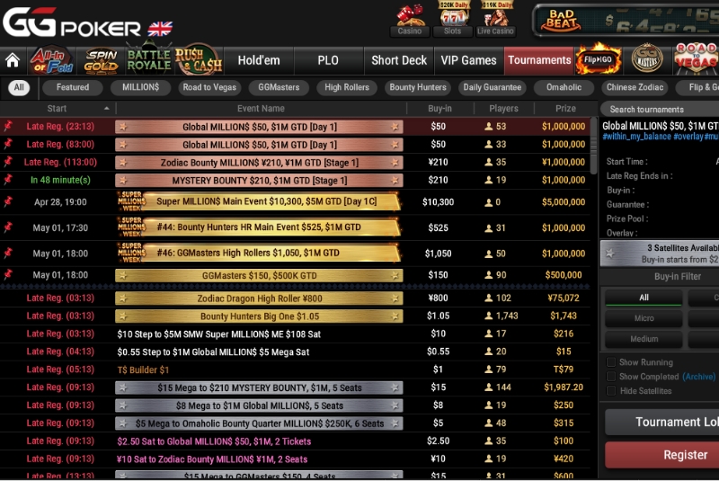 GGPoker Tournaments