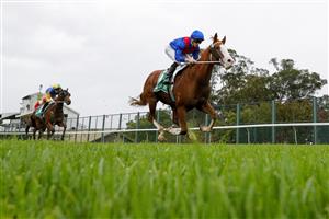 HAWKESBURY, AUSTRALIA - APRIL 30: James McDonald on Hardware Lane wins race 2 the Tab Highway Handicap during Hawkesbury Cup Day at Hawkesbury Race Club on April 30, 2022 in Hawkesbury, Australia. (Photo by Jenny Evans/Getty Images)