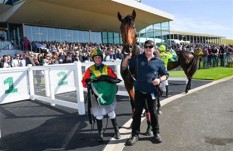 WARRNAMBOOL, AUSTRALIA - MAY 03: Megan Dunseath riding Lord Pierro winning Race 1, the Let's Make It Grand Maiden Hurdle during Brierly Steeplechase day at Warrnambool Racing Club on May 03, 2022 in Warrnambool, Australia. (Getty)