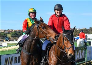 WARRNAMBOOL, AUSTRALIA - MAY 03: Megan Dunseath riding Lord Pierro winning Race 1, the Let's Make It Grand Maiden Hurdle during Brierly Steeplechase day at Warrnambool Racing Club on May 03, 2022 in Warrnambool, Australia. (Getty)