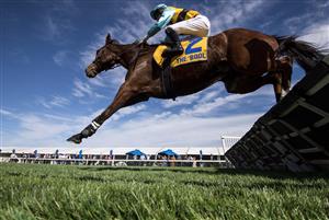 WARRNAMBOOL, AUSTRALIA - MAY 03: Will Gordon riding Count Zero winning Race 2, the Cally Hotel Maiden Hurdle, during Brierly Steeplechase day at Warrnambool Racing Club on May 03, 2022 in Warrnambool, Australia. (Photo by Vince Caligiuri/Getty Images)