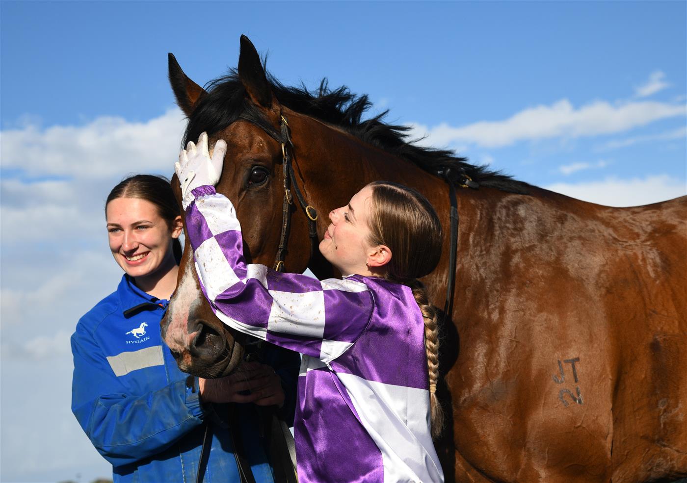 WARRNAMBOOL, AUSTRALIA - MAY 04: Madison Lloyd poses after riding Frankie Pinot to win Race 8,  the The Midfield Group Wangoom Handicap, during Galleywood Hurdle day at Warrnambool Racing Club on May 04, 2022 in Warrnambool, Australia. (Photo by Vince Caligiuri/Getty Images)