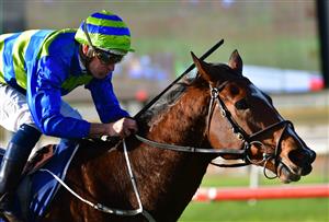 WARRNAMBOOL, AUSTRALIA - MAY 04: Hugh Bowman riding Flash Flood winning Race 9, the Prydes Easifeed Bm70 Handicap, during Galleywood Hurdle day at Warrnambool Racing Club on May 04, 2022 in Warrnambool, Australia. (Photo by Vince Caligiuri/Getty Images)