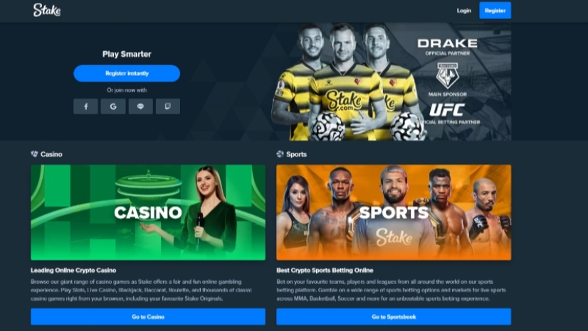 Interface mobile de Stake avec promotions