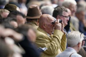 YORK, ENGLAND - MAY 11: Keeping an eye on the action at York Racecourse on May 11, 2022 in York, England. (Photo by Alan Crowhurst/Getty Images)