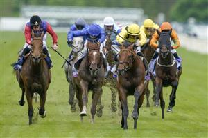 YORK, ENGLAND - MAY 11: Tom Marquand riding Gaassee (yellow) win The Sky Bet Race To The Ebor Jorvik Handicap at York Racecourse on May 11, 2022 in York, England. (Photo by Alan Crowhurst/Getty Images)