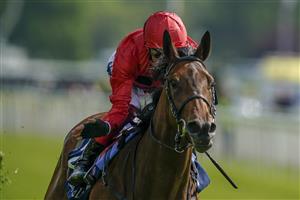 YORK, ENGLAND - MAY 11: Frankie Dettori riding Emily Upjohn (red) win The Tattersalls Musidora Stakes at York Racecourse on May 11, 2022 in York, England. (Photo by Alan Crowhurst/Getty Images)