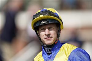 YORK, ENGLAND - MAY 12: Richard Kingscote after riding Desert Crown to Victory in The Al Basti Equiworld Dubai Dante Stakes at York Racecourse on May 12, 2022 in York, England. (Photo by Alan Crowhurst/Getty Images)